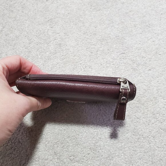 FOSSIL Genuine Leather Tri-Fold Wallet Pebbled Retro Neutral Brown 5.5" x 3.5" - Picture 6 of 13